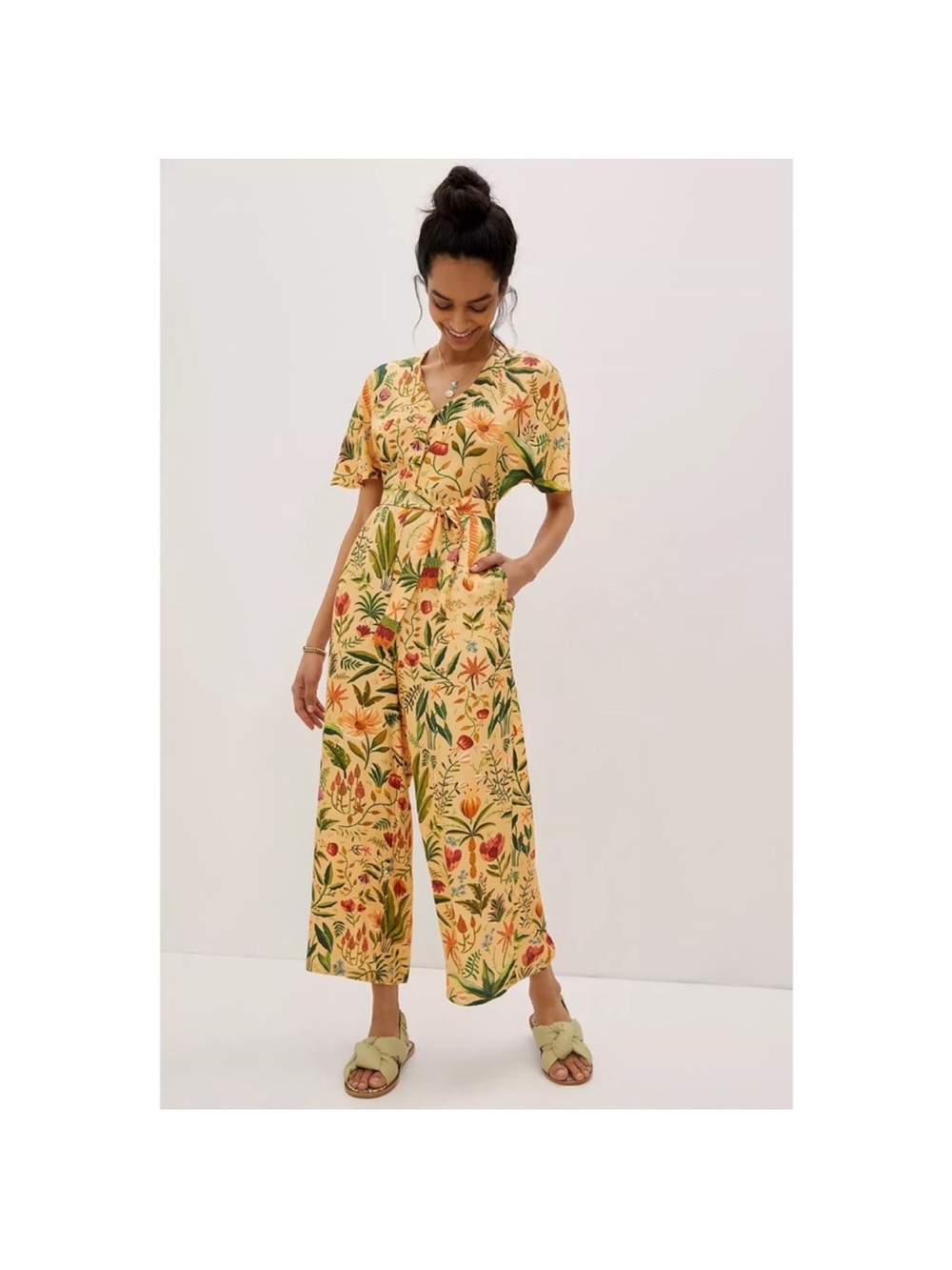 nwot Farm Rio yellow jumpsuit